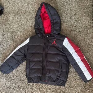 Jordan Kids Puffer Jacket - Black, Red, and White